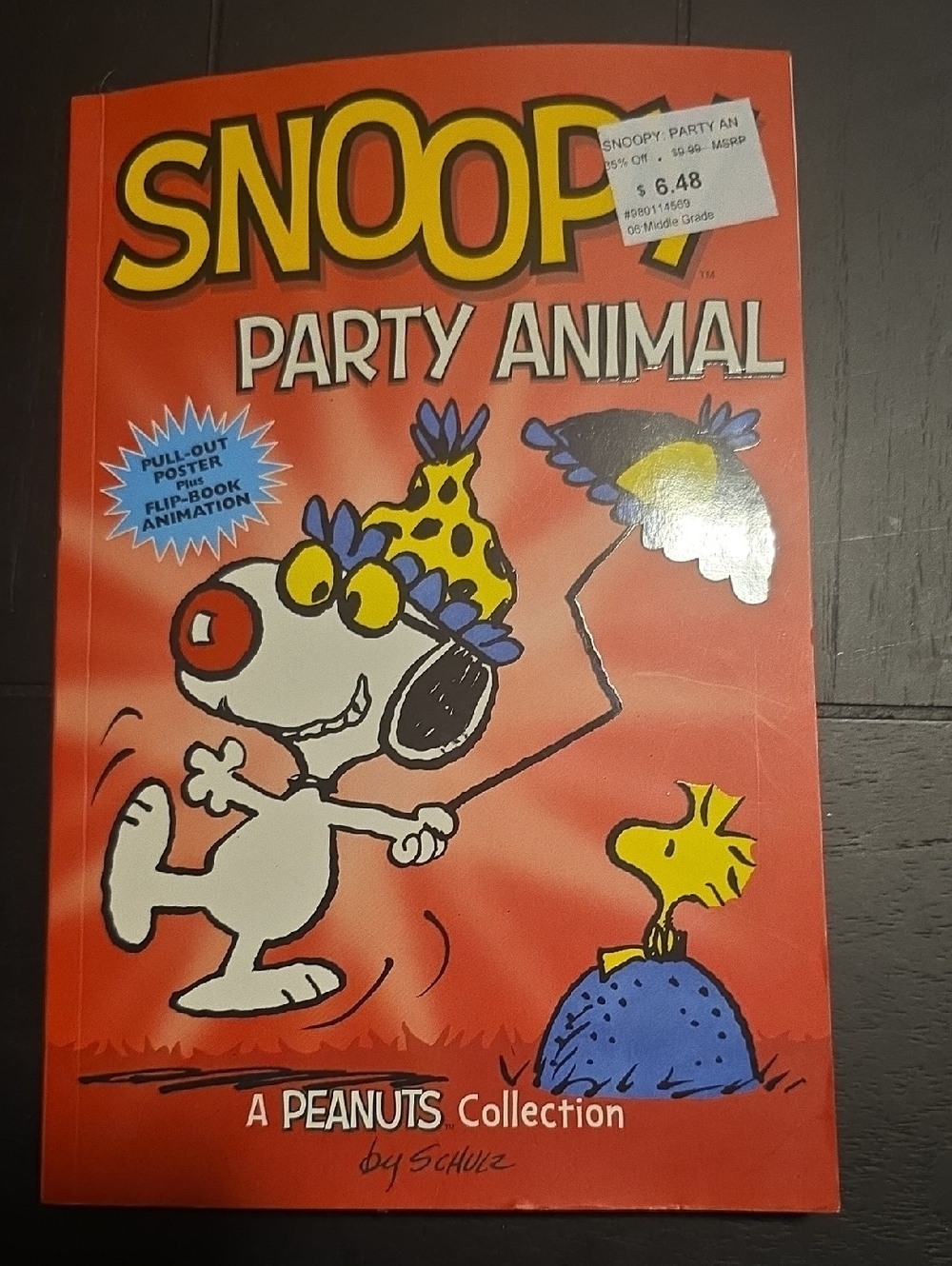 Peanuts Snoopy Party Animal Book - Red with Yellow & Blue Accents